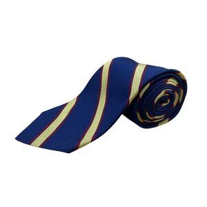 Vintage Brooks Brothers Blue Striped Silk Necktie Gold & Burgundy Accents